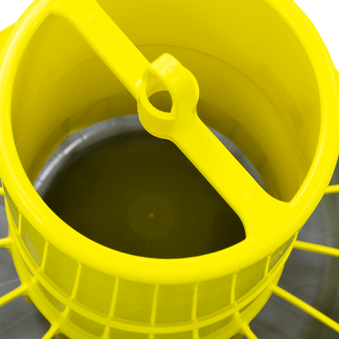 Hrănitoare din plastic cu grilă pentru prevenirea risipei 12 kg (galben) cu picioare [2]