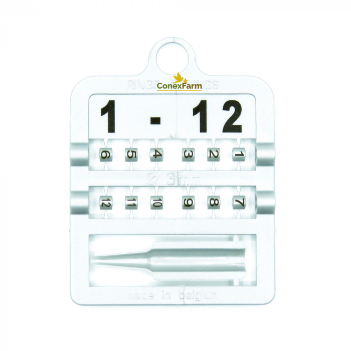 Inele (cleme) păsări Ø 2,5 mm numerotate 1-12/cartonaș [6]