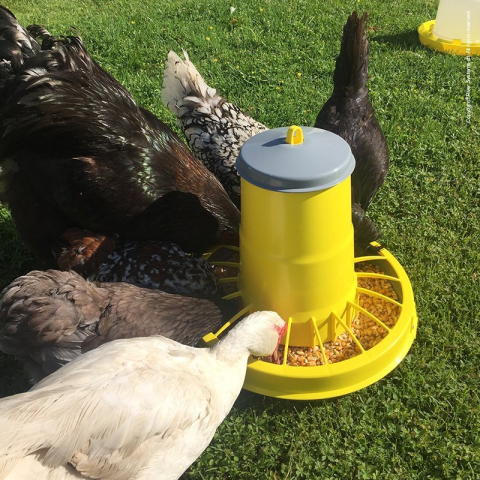 Hrănitoare din plastic cu grilă pentru prevenirea risipei 15 kg (galben) cu picior [5]