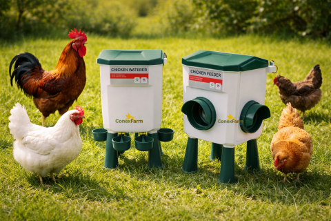 Hrănitori - Set de adăpător și hrănitor cu picioare – adăpător 7,5 L + hrănitor 5 kg