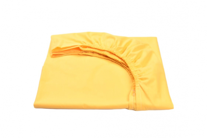 Cearsaf pat bumbac 100% culoare galben  90x200x10 cm [2]