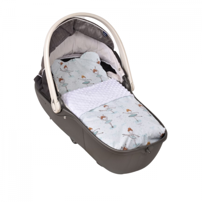 Lenjerie 2 piese cosulet si landou model balerine mici si plus alb [2]