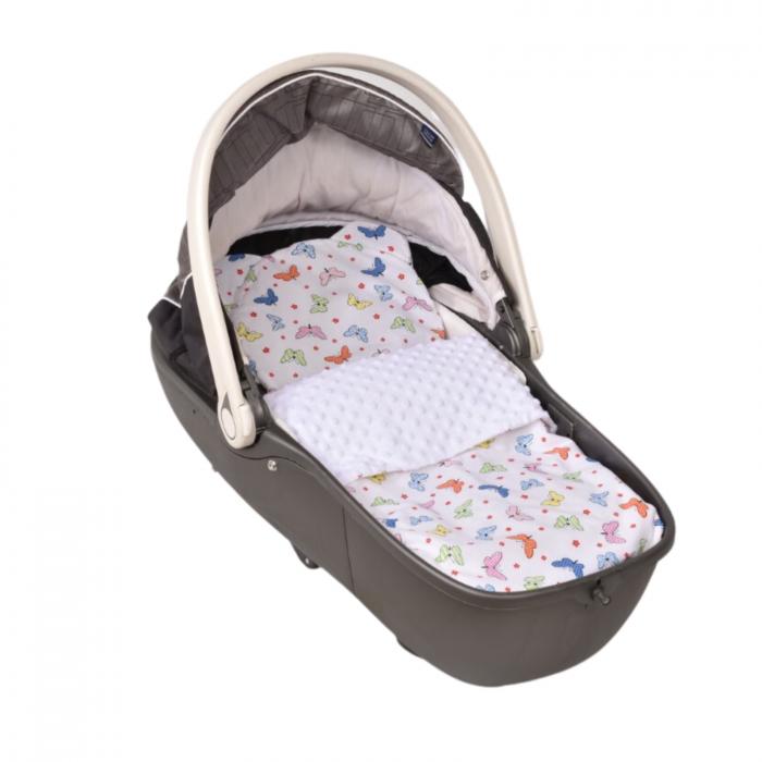 Lenjerie 2 piese cosulet si landou model fluturasi si plus alb [2]