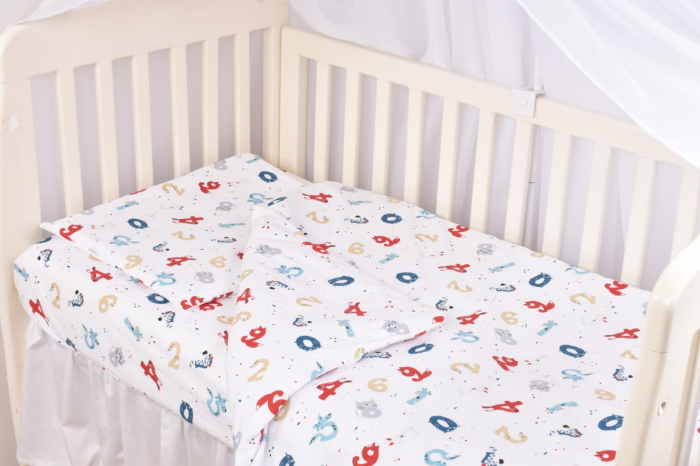 Lenjerie 3 piese model Cifre  + Protectie impermeabila patut 120x60 cm [3]