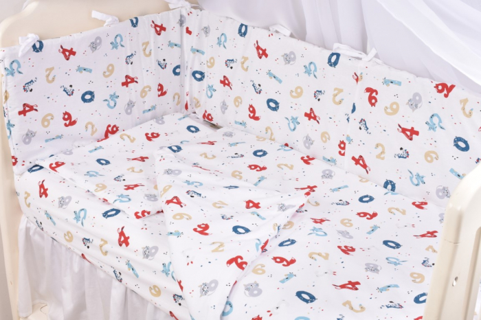 Lenjerie 3 piese model Cifre  + Protectie impermeabila patut 120x60 cm [4]