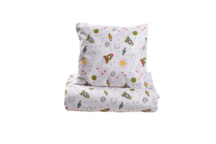 Lenjerie 3 piese model Rachete + Protectie impermeabila patut 120x60 cm [2]