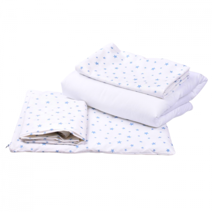 Lenjerie 5 piese patut 120x60 cm, bumbac 100% model Stelute bleu [2]