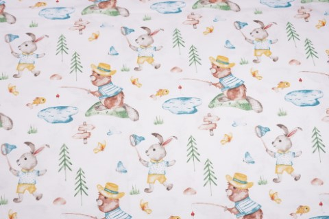 Lenjerie 5 piese patut 120x60 cm bumbac 100% model iepurasi galben [2]