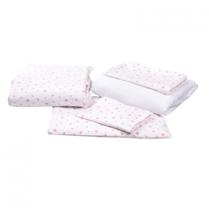 Lenjerie 6 piese model Stelute roz patut 120x60 cm [3]