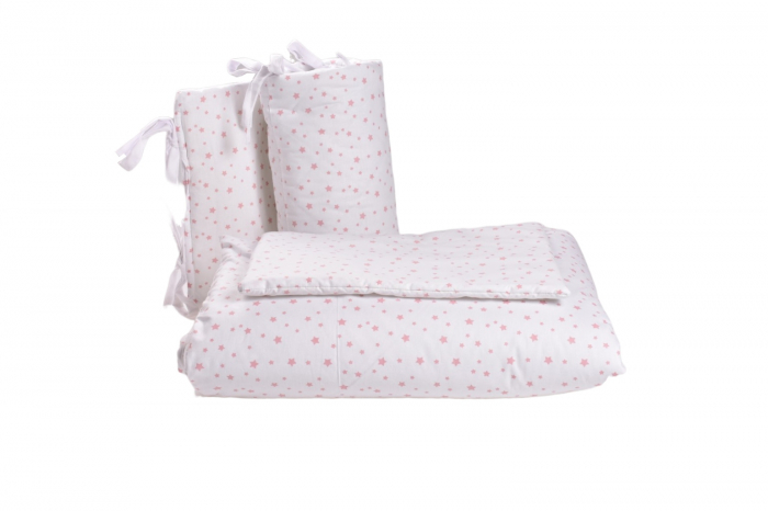 Lenjerie 6 piese model Stelute roz patut 120x60 cm [2]