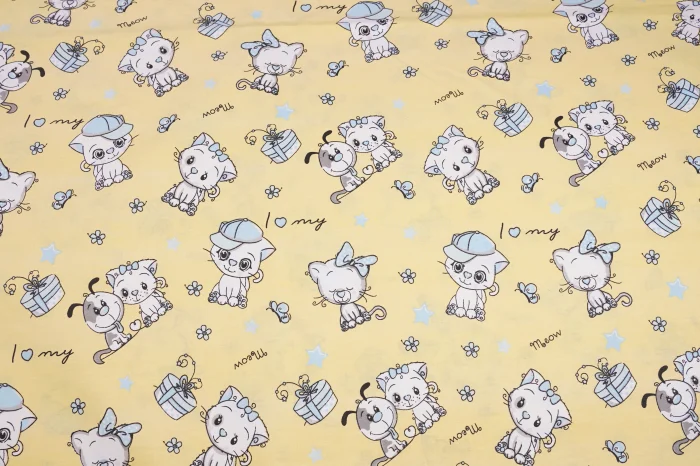 Lenjerie 6 piese patut 120x60 cm bumbac 100% model pisicute [2]
