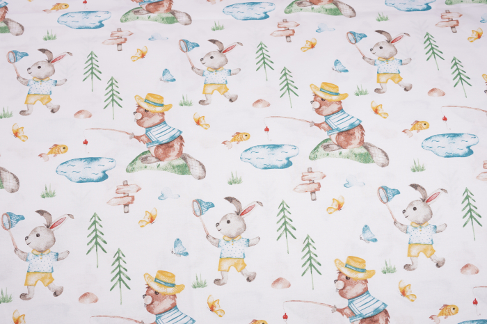 Lenjerie 6 piese patut 120x60 cm bumbac 100% model iepurasi galbeni [4]