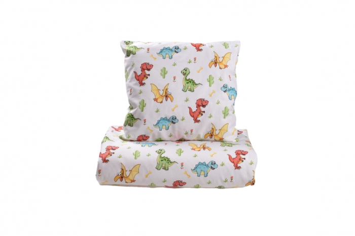 Lenjerie 6 piese patut 120x60 cm bumbac 100% model Dinozauri [4]
