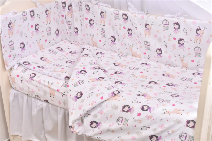 Lenjerie patut 120x60 cm, 3 piese bumbac 100% model Fetite [3]
