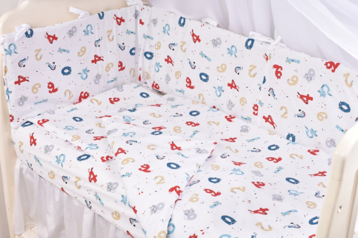 Lenjerie patut 120x60 cm, 3 piese bumbac 100% model Cifre [2]