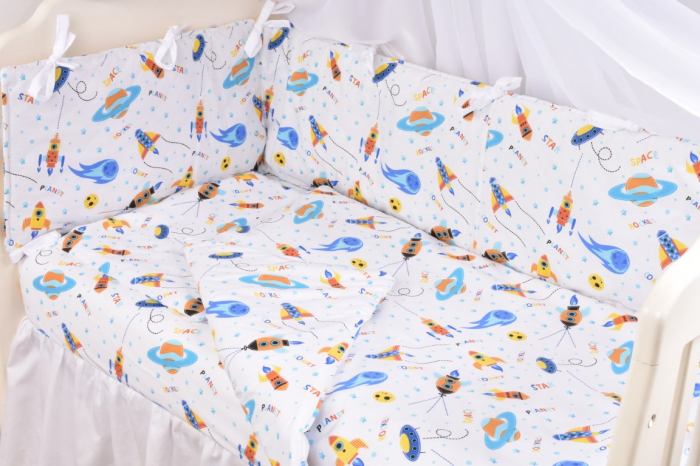 Lenjerie patut 120x60 cm, 3 piese bumbac 100% model Planete si Rachete [3]