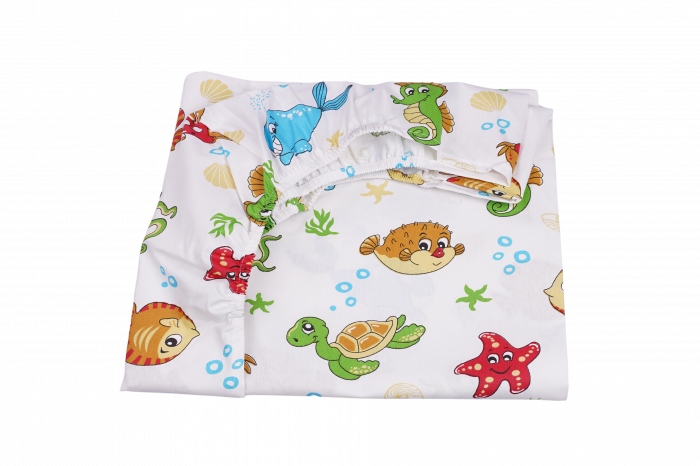 Lenjerie patut 120x60 cm, 3 piese bumbac 100% model animale acvatice [3]