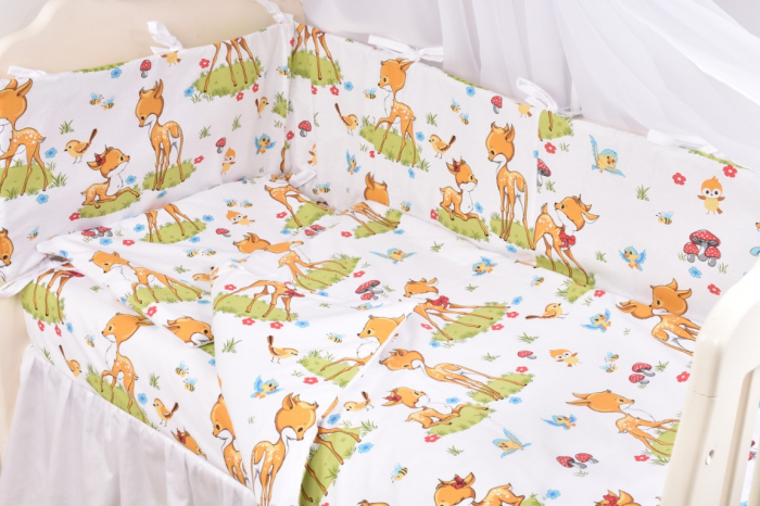 Lenjerie patut 120x60 cm, 3 piese bumbac 100% model Caprioare [3]