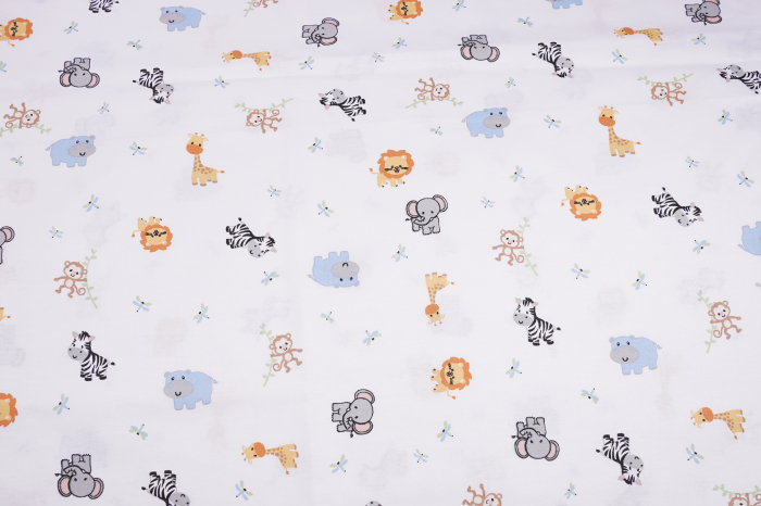 Lenjerie patut 120x60 cm, 3 piese bumbac 100% model animalute safari [3]