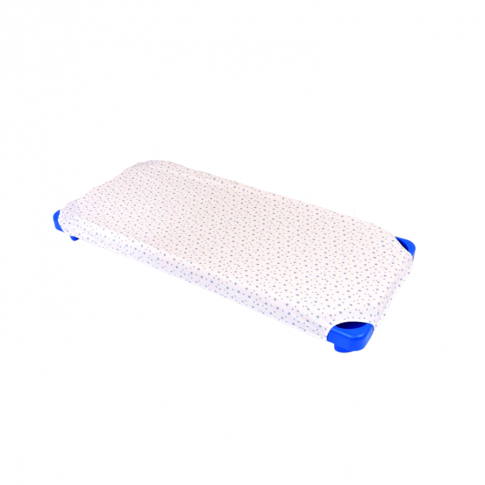 Lenjerie patut gradinita 3 piese patut stivuibil bumbac 100% model Stelute mici bleu [2]