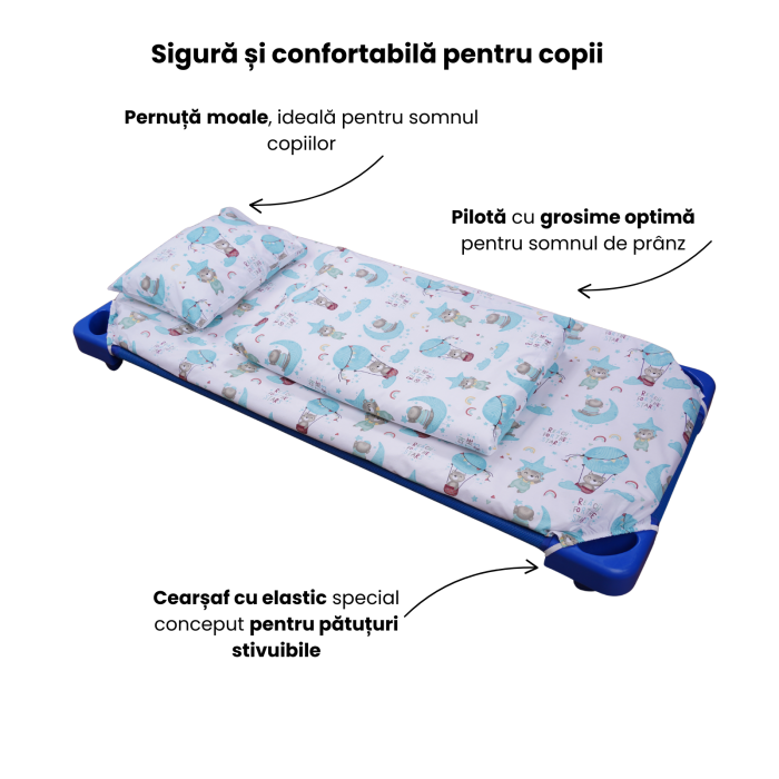 Lenjerie patut gradinita 3 piese patut stivuibil bumbac 100% model Ursuleti in balon [2]
