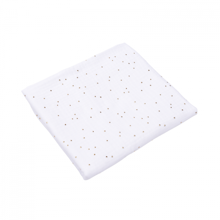 Set 2 museline bumbac organic alb si roz cu bulinute 80x80 cm [4]