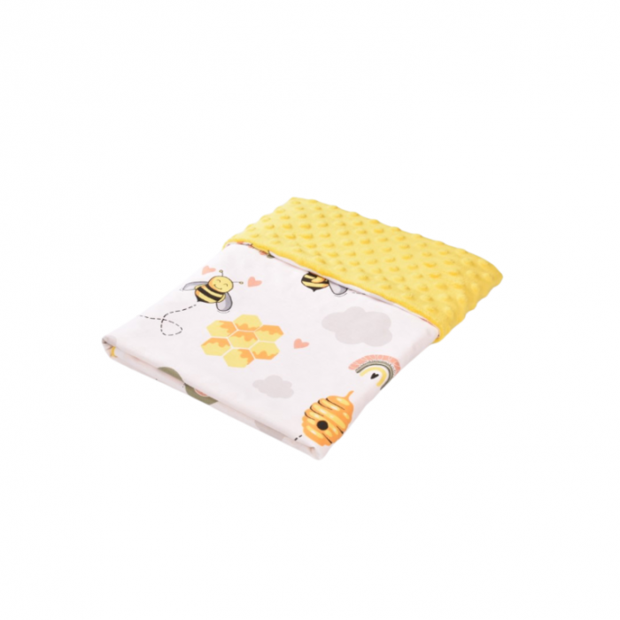 Set complet 10 piese lenjerie aparatori babynest paturica model albinute patut 120x60 cm [4]