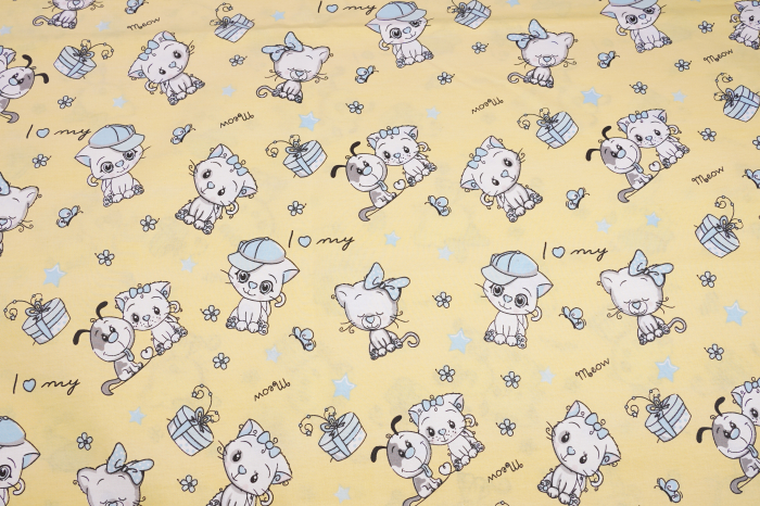 Set complet 7 piese lenjerie si aparatori patut 120x60 cm bumbac 100% model pisicute [2]