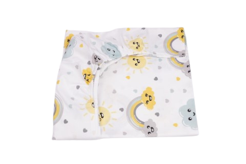 Set complet 7 piese lenjerie si aparatori patut 120x60 cm bumbac 100% model curcubee si norisori [4]