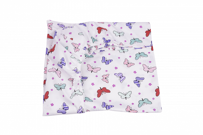 Set complet 7 piese lenjerie si aparatori patut 120x60 cm bumbac 100% model fluturasi multicolori [4]