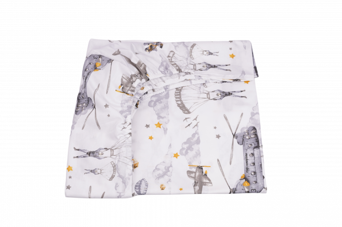 Set complet 7 piese lenjerie si aparatori patut 120x60 cm bumbac 100% model soldatei gri [4]