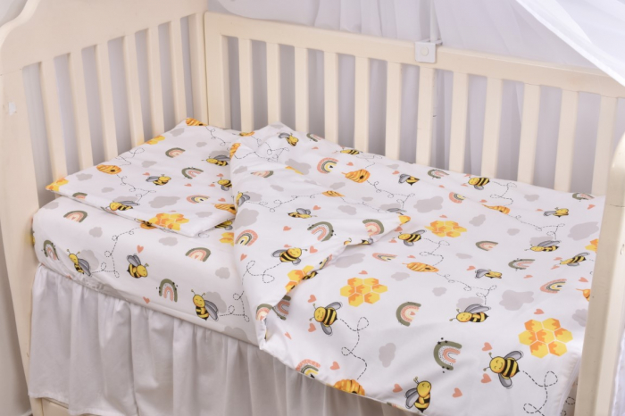 Set complet 7 piese Lenjerie si aparatori patut 120x60 cm bumbac 100% model Albinute [2]