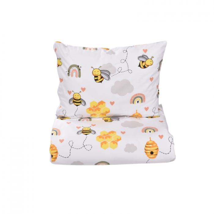 Set complet 7 piese Lenjerie si aparatori patut 120x60 cm bumbac 100% model Albinute [4]