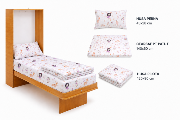 Set lenjerie 3 piese pentru patut incastrabil model fetite [2]