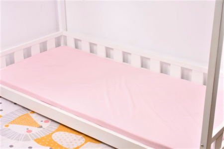 Cearsafuri si huse pat single - Cearsaf pat bumbac 100% culoare roz 90x200x10 cm
