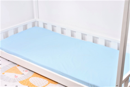 Cearsafuri si huse pat single - Cearsaf pat bumbac 100% culoare bleu 90x200x10 cm