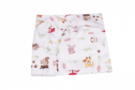 Pentru bebeluși - Cearsaf patut 120x60 cm bumbac 100% model animalute si ciuperci