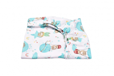 Pentru bebeluși - Cearsaf patut 120x60 cm bumbac 100% model ursuleti in balon
