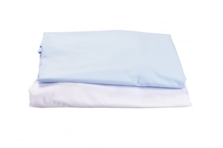 Set 2 cearsafuri patut 90x50 cm bumbac 100% alb/blue + Protectie impermeabila [1]