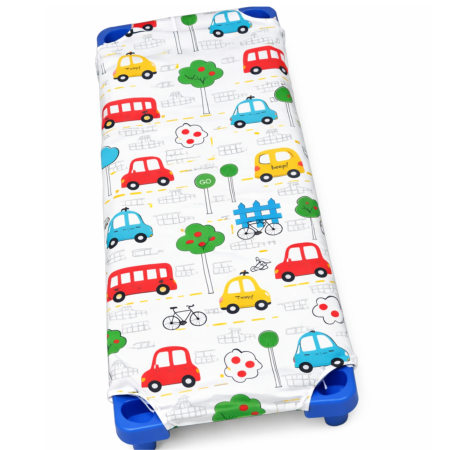 Cearsaf patut gradinita si cresa stivuibil bumbac 100% model masinute colorate [2]