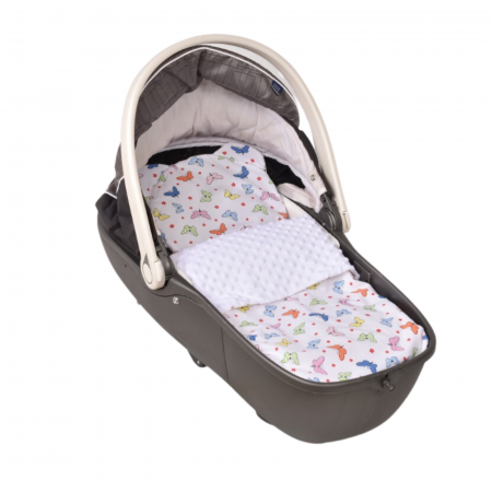 Lenjerie 2 piese cosulet si landou model fluturasi si plus alb [1]