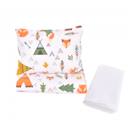 Lenjerii patut 3 piese - Lenjerie 3 piese model Animalute + Protectie impermeabila patut 120x60 cm