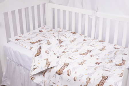 Lenjerie Patut Bebe - Lenjerie 5 piese patut 120x60 cm bumbac 100% model soldatei maro