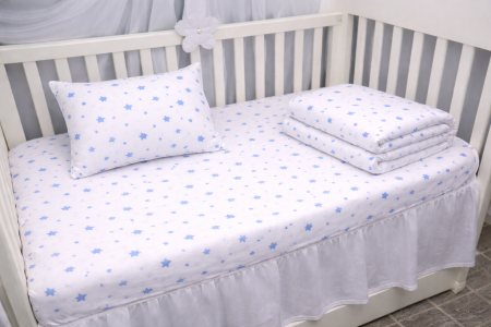 Lenjerie 6 piese model Stelute bleu patut 120x60 cm [1]