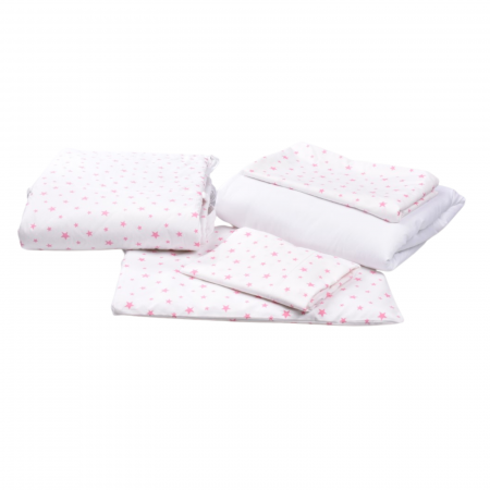 Lenjerie 6 piese model Stelute roz patut 120x60 cm [2]
