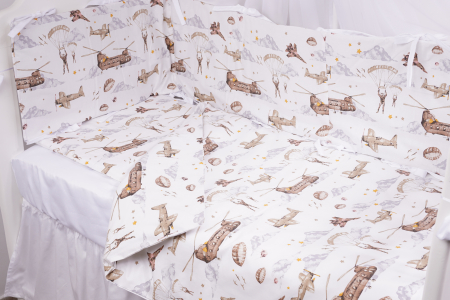 Lenjerii patut 6 piese - Lenjerie 6 piese patut 120x60 cm bumbac 100% model soldatei maro