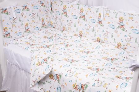 Lenjerii patut 6 piese - Lenjerie 6 piese patut 120x60 cm bumbac 100% model iepurasi galbeni