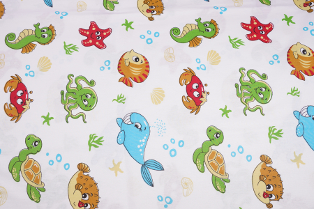 Lenjerie 6 piese patut 120x60 cm bumbac 100% model  animale acvatice [2]