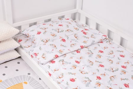 Lenjerie pat 3 piese model flori de bumbac 90x200 cm [3]