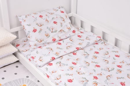 Lenjerie pat 3 piese model flori de bumbac 90x200 cm [2]